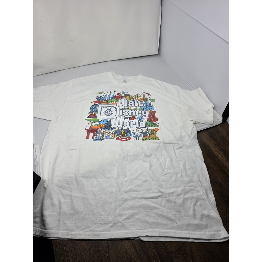 Walt Disney World Opening Days T-Shirt Mens XL White Park Icons Timeline